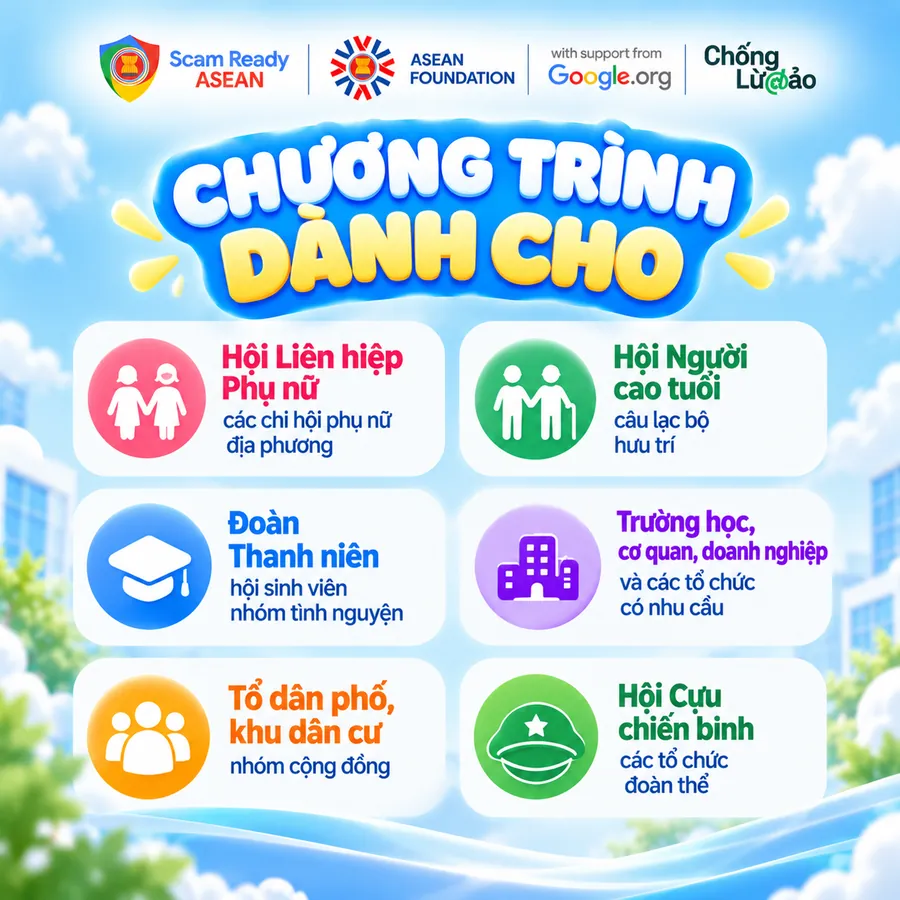 Chương trình dành cho Hội Phụ nữ, Hội Người cao tuổi, Đoàn Thanh niên, trường học, cơ quan doanh nghiệp, tổ dân phố và Hội Cựu chiến binh
